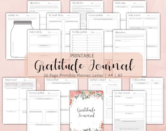 Gratitude Printable Journal | Affirmation Journal | Wellness Journal | Meditation Journal | Mindfulness Journal