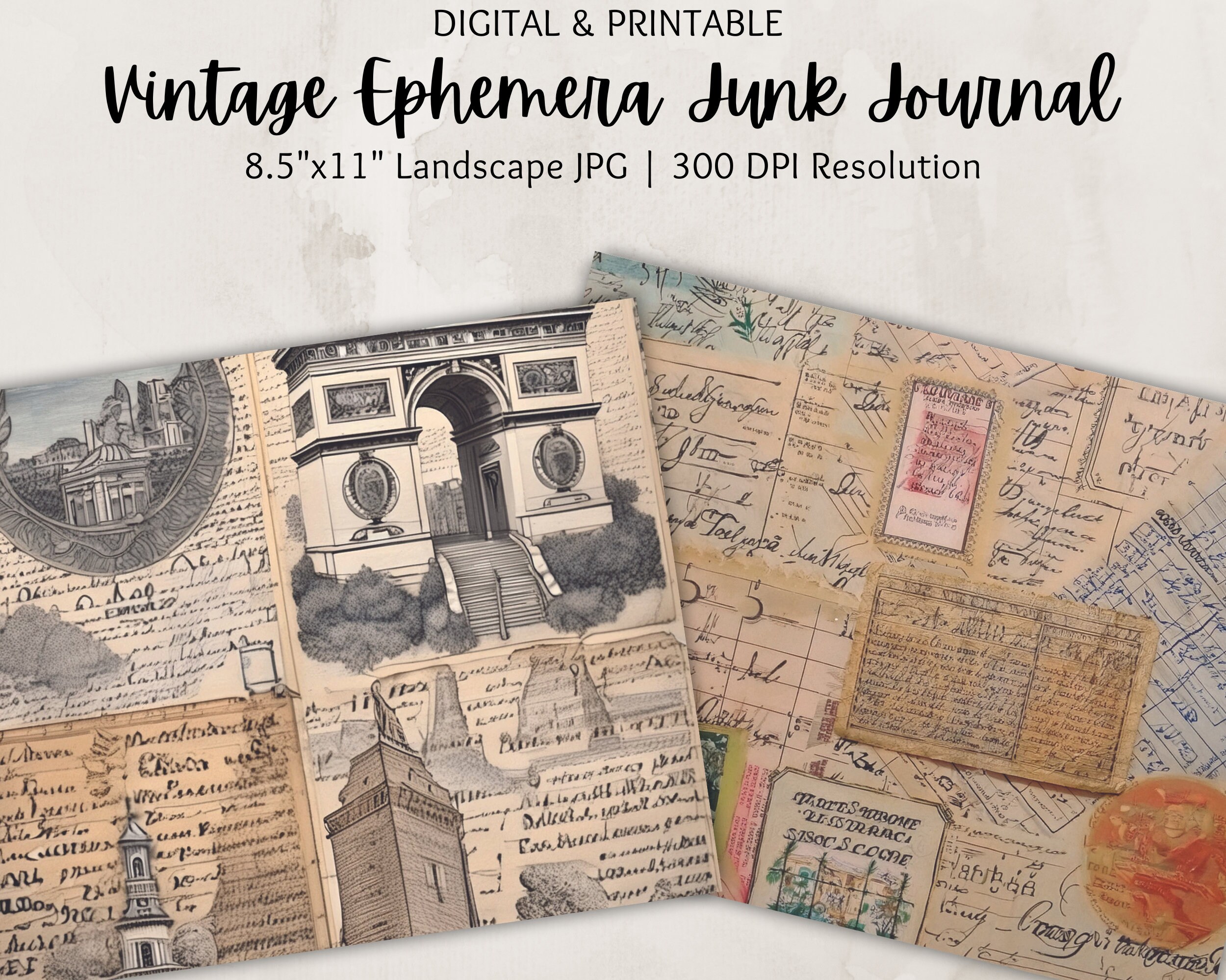 Vintage Ephemera Junk Journal Kit | Vintage Digital Paper | Nostalgic ...