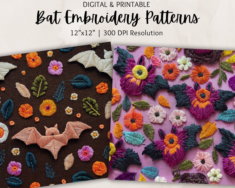 Unique Bat Patterns Bat Embroidery Images | Embroidered Bats | Halloween Embroidery ...
