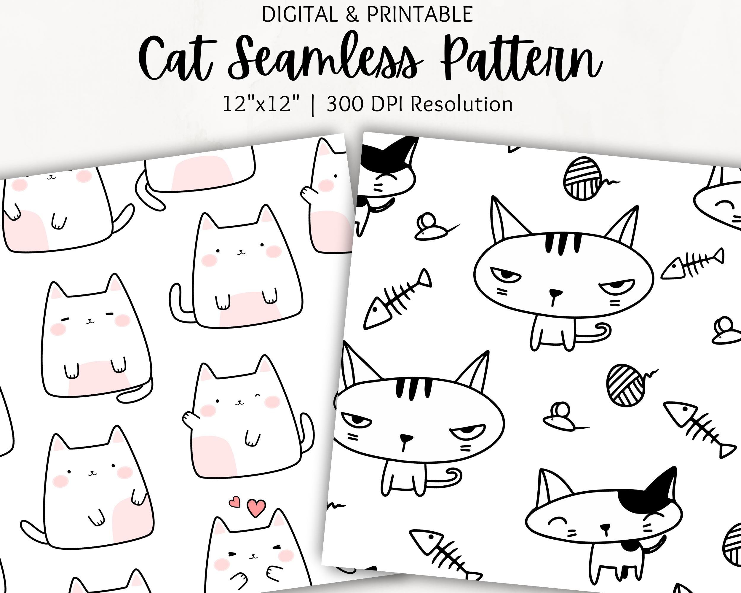 Cat Seamless Pattern | Digital Paper Pack | Wallpaper Cat | Cat ...
