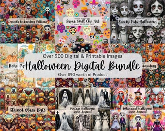 Halloween Bundle | Halloween Images | Halloween Printables | Digital Paper | Commercial Use | Spooky Season | Printable Paper | Scrapbooking