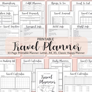 Pacote completo para impressão de planejador de viagem | Planejador de férias | Organização de viagens | Planejador de viagem | Planejador de itinerário de viagem | Carta, A4, A5