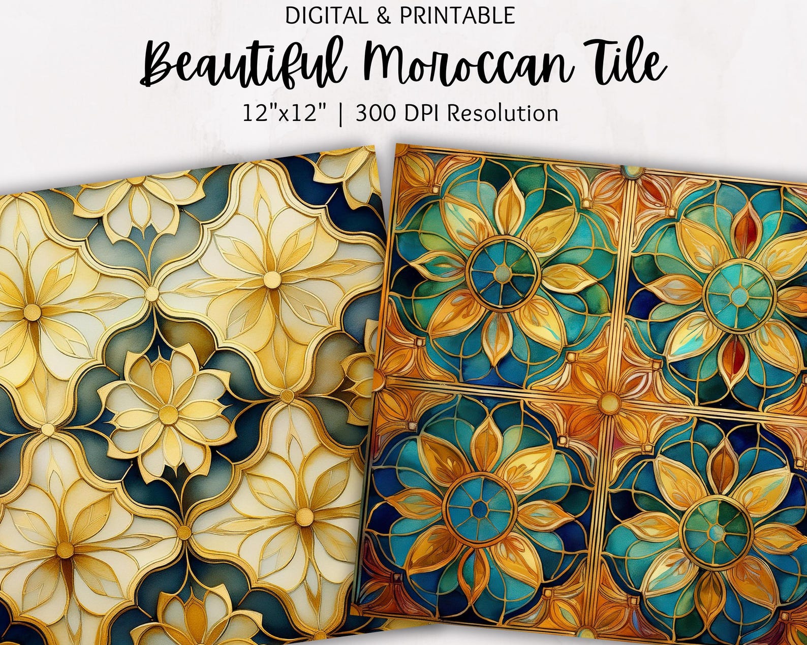 Moroccan Tiles Seamless Digital Paper Pack | Digital Backgrounds ...