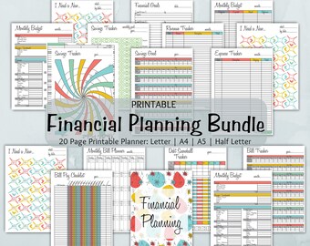 Financial Planner and Savings Tracker Bundle Printable |  Budget, Debt, Savings, Bill, Money Planner & Tracker