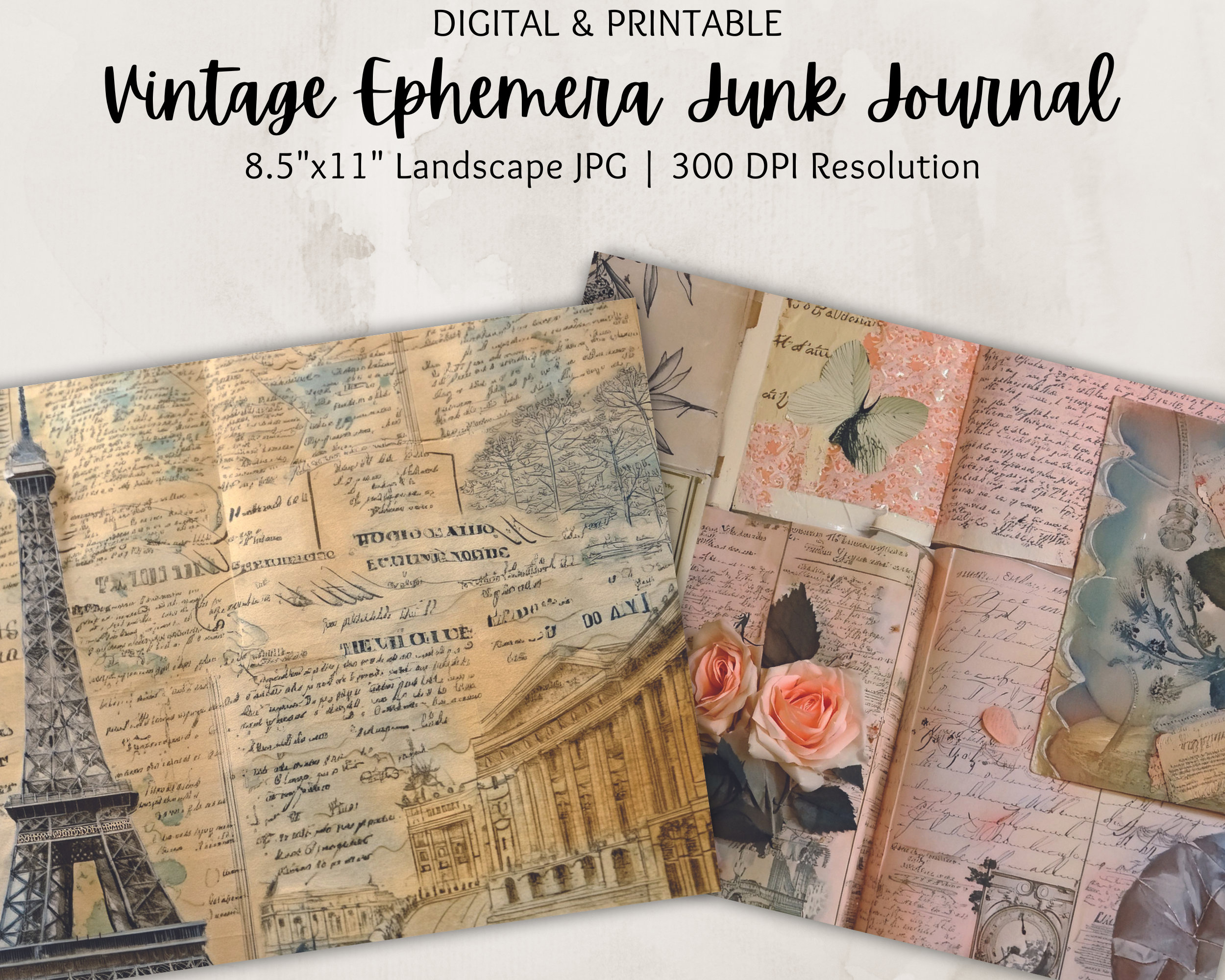 Vintage Ephemera Junk Journal Kit | Vintage Digital Paper | Nostalgic ...