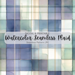 Aquarel geruite naadloze patroon | Blauw en groen geruit patroon | Aquarelpatroon, geverfd geruitpatroon | Aquarel pastel | Digitaal