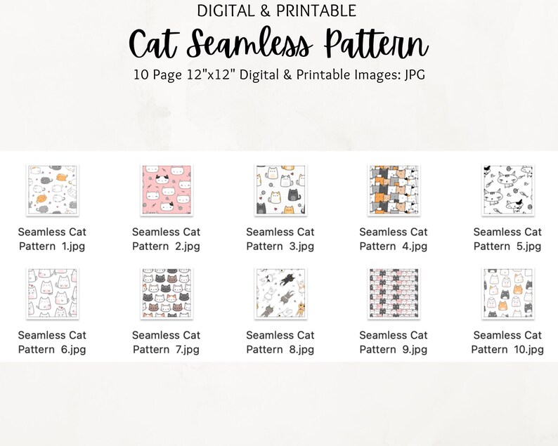 Cat Seamless Pattern | Digital Paper Pack | Wallpaper Cat | Cat ...