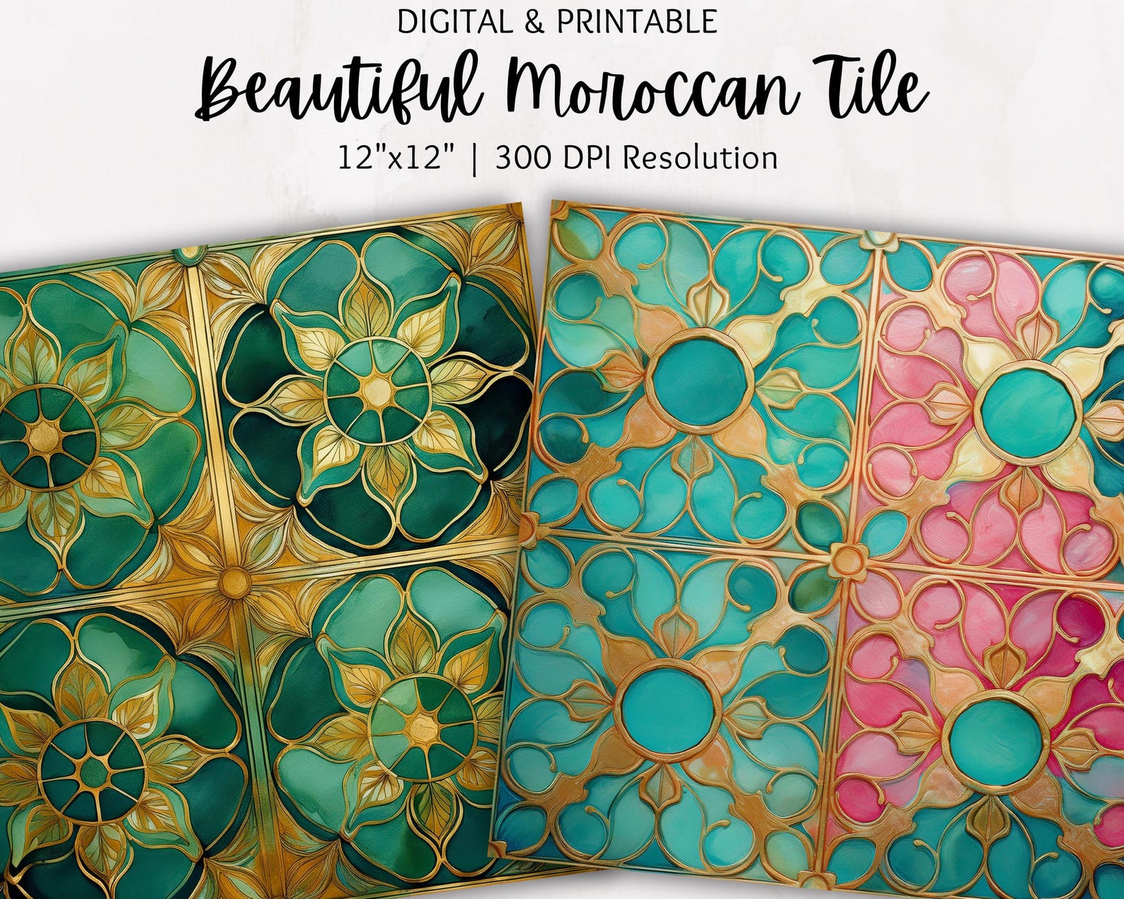 Moroccan Tiles Seamless Digital Paper Pack | Digital Backgrounds ...