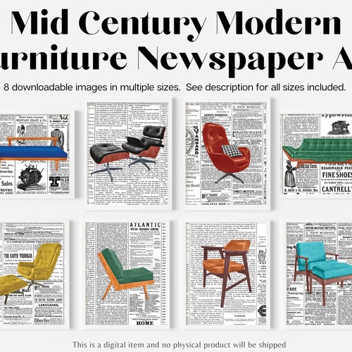 History of Chairs Poster Wall Art Printable Mid Century Etsy