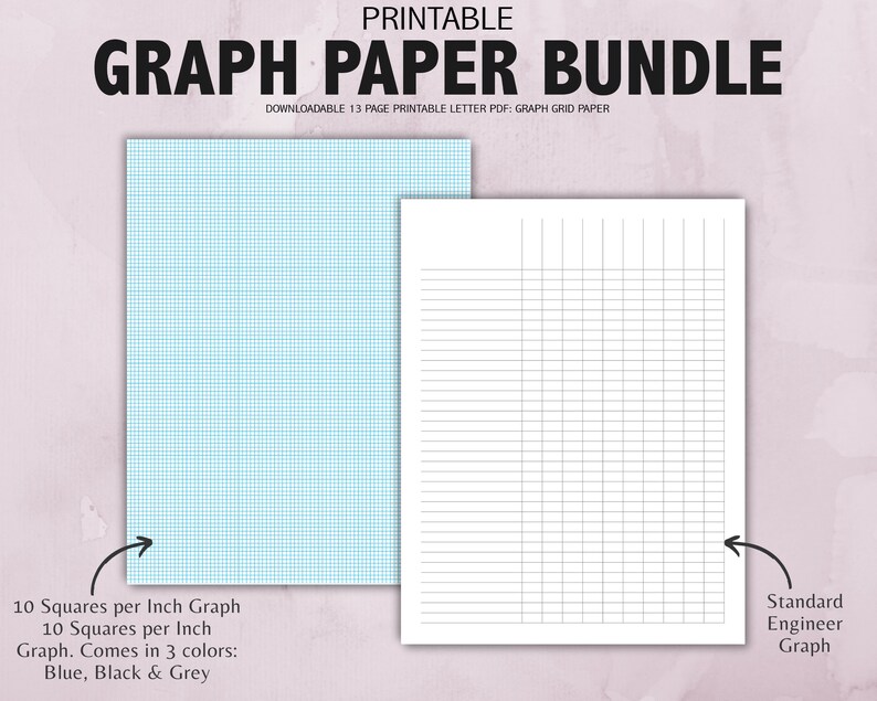 Graph Grid Printable Paper Insert Bundle | Engineer Graph Paper ...