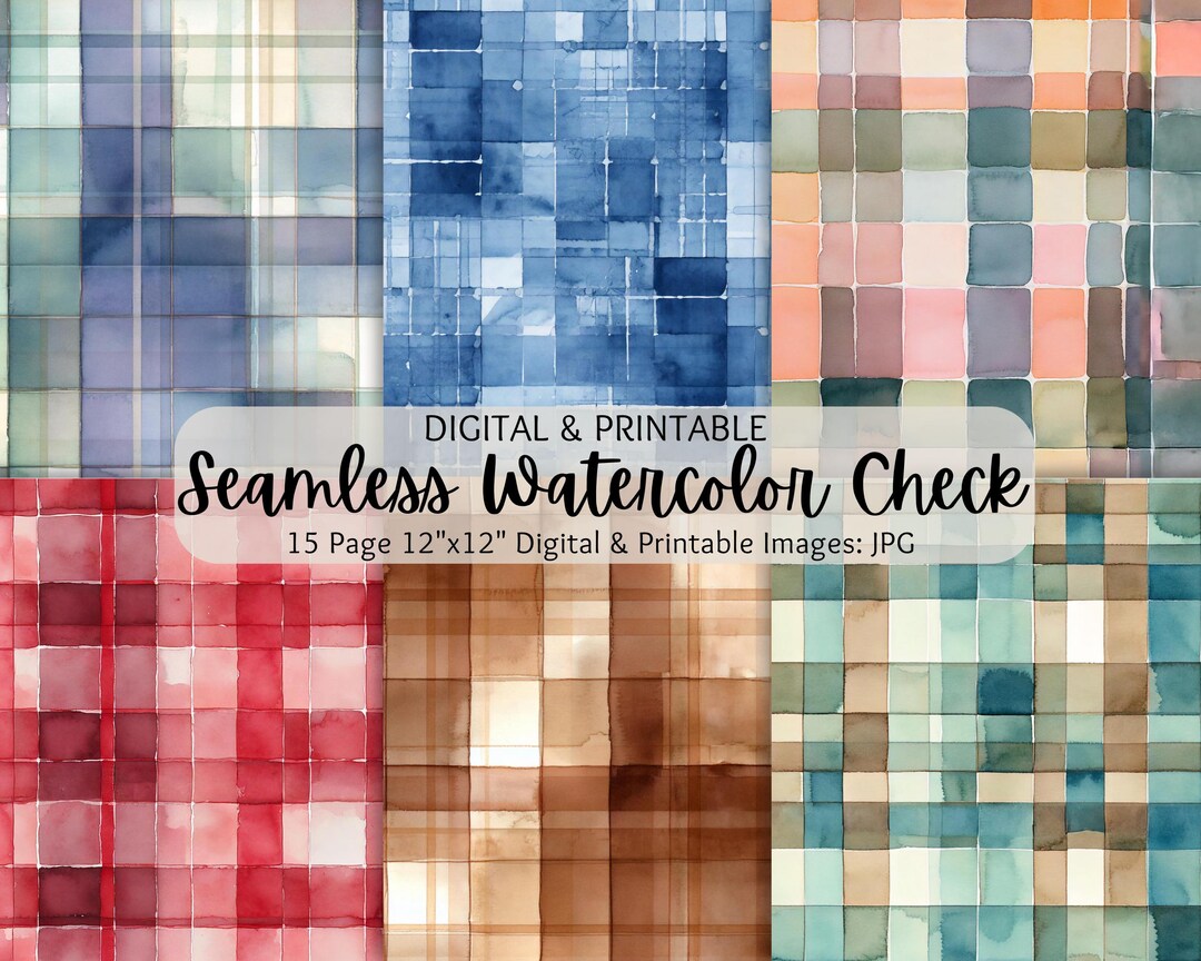 Watercolor Check Pattern Seamless Watercolor Check Patterns | Watercolor Plaid Patterns ...