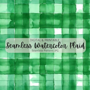 Groen geruit naadloos patroon | Aquarel geruit patroon | Ruitpatroon, gingham-ruit | Commercieel gebruik | Kerstplaid | St. Paddy's Day-plaid