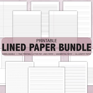 Liniertes & Handschrift Journal Druckbares Papier Einleger Bundle | Kinder Papier | Kalligraphie-Papier | Bullet Journal Papier | Bujo Planer