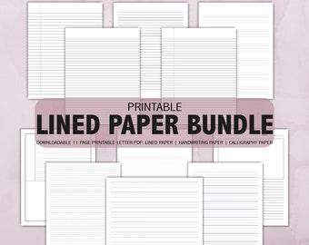 Paquete de inserción de papel imprimible para diario forrado y escrito a mano / Papel Kinder / Papel de caligrafía / Papel de diario de balas / Planificador Bujo