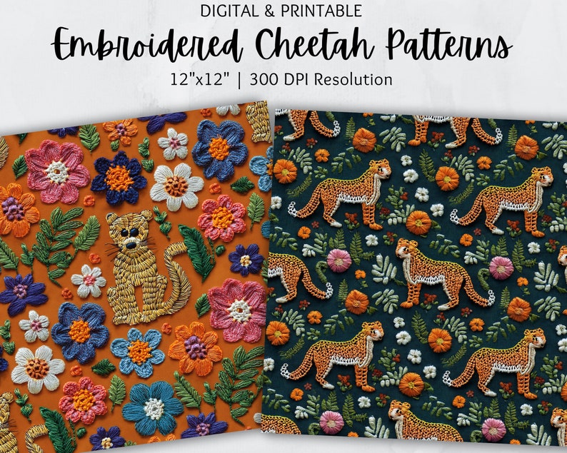 Cheetah Embroidery Images | Embroidery Cheetahs | Embroidered Cheetah ...