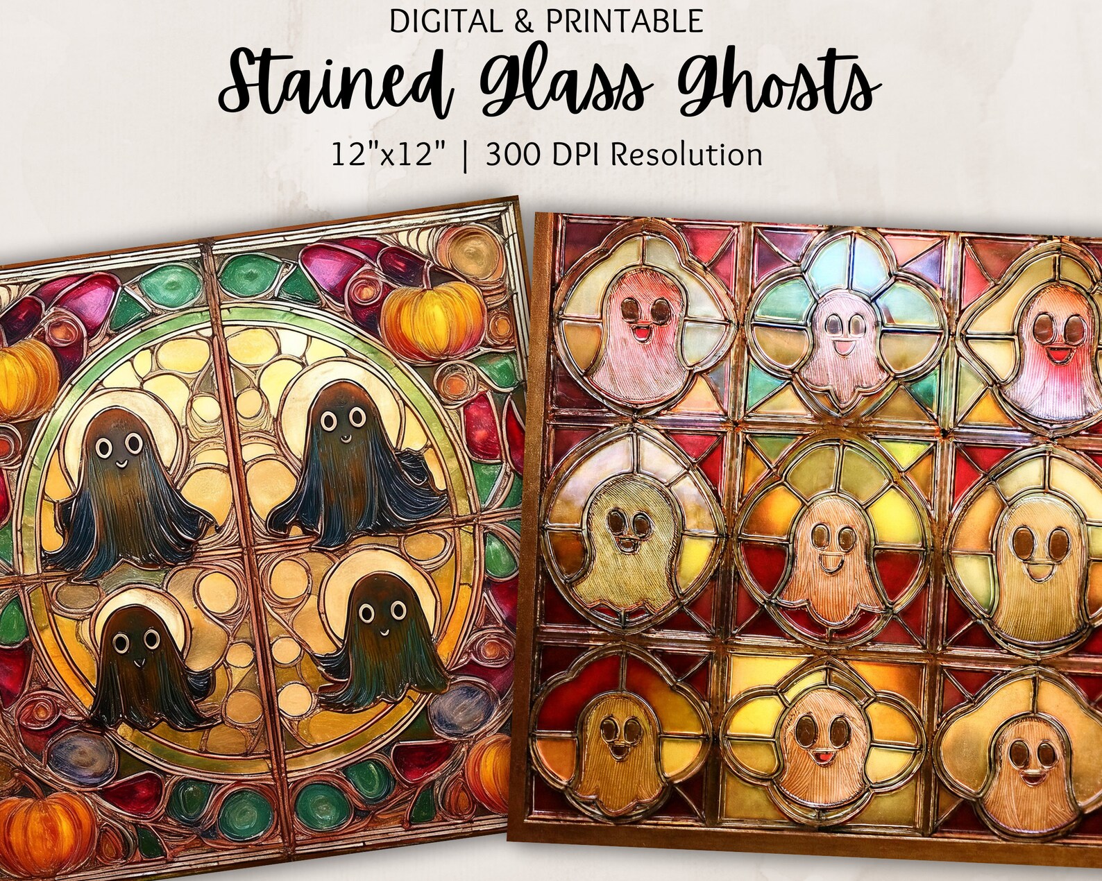 Ghost Stained Glass Images | Stained Glass Ghosts | Halloween Patterns ...