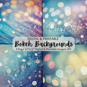 以下が含まれることがあります： 青、黄色、ピンクのぼかし効果が施されたデジタル背景4枚。背景は30.5cm×30.5cmで、JPG形式です。