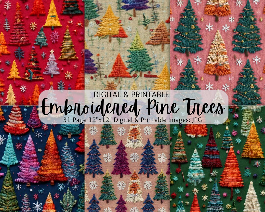 Pine Tree Embroidery Images | Embroidered Christmas Trees | Embroidered ...