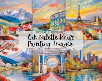Oil Palette Knife Painting Digital Images | Oil Painting Print | Paper Art | Digital Downloads | Commercial Use | Oil Painting Printable Art