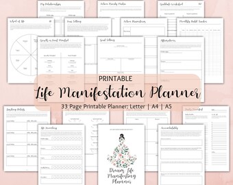 Manifestation Printable Journal | Law of Attraction Planner | Wellness Journal | Meditation Journal | Mindfulness Journal