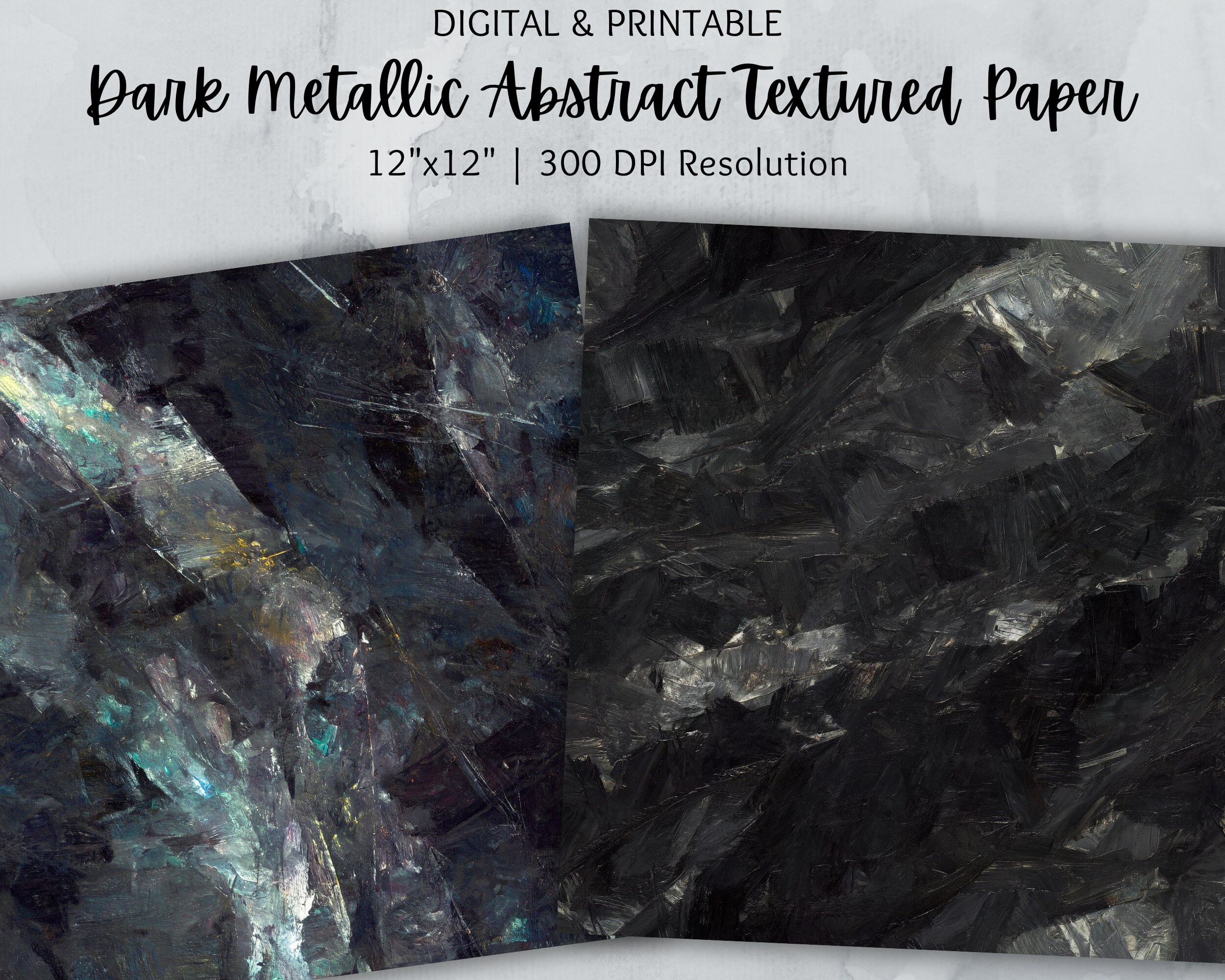 Dark Metallic Abstract Textured Paper | Digital Paper Pack | Commercial ...