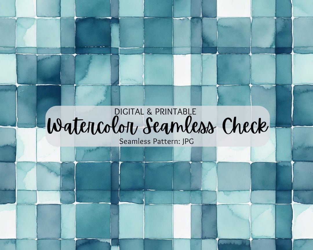 Watercolor Check Pattern Watercolor Check Seamless Pattern | Turquoise Plaid Pattern ...