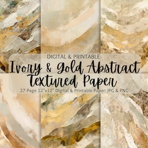 Elfenbein und Gold Metallic abstraktes strukturiertes Papier | Digitales Papier | Kommerzielle Nutzung | Abstrakter Hintergrund | Druckbar | Scrapbookpapier