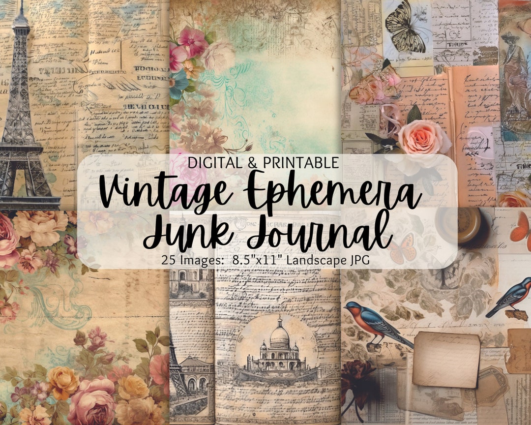 Vintage Ephemera Junk Journal Kit | Vintage Digital Paper | Nostalgic ...