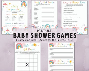 Rainbow Baby Shower Games | Printable Baby Shower Trivia | Gender Neutral | Boho Rainbow Baby Shower |  Baby Shower Game