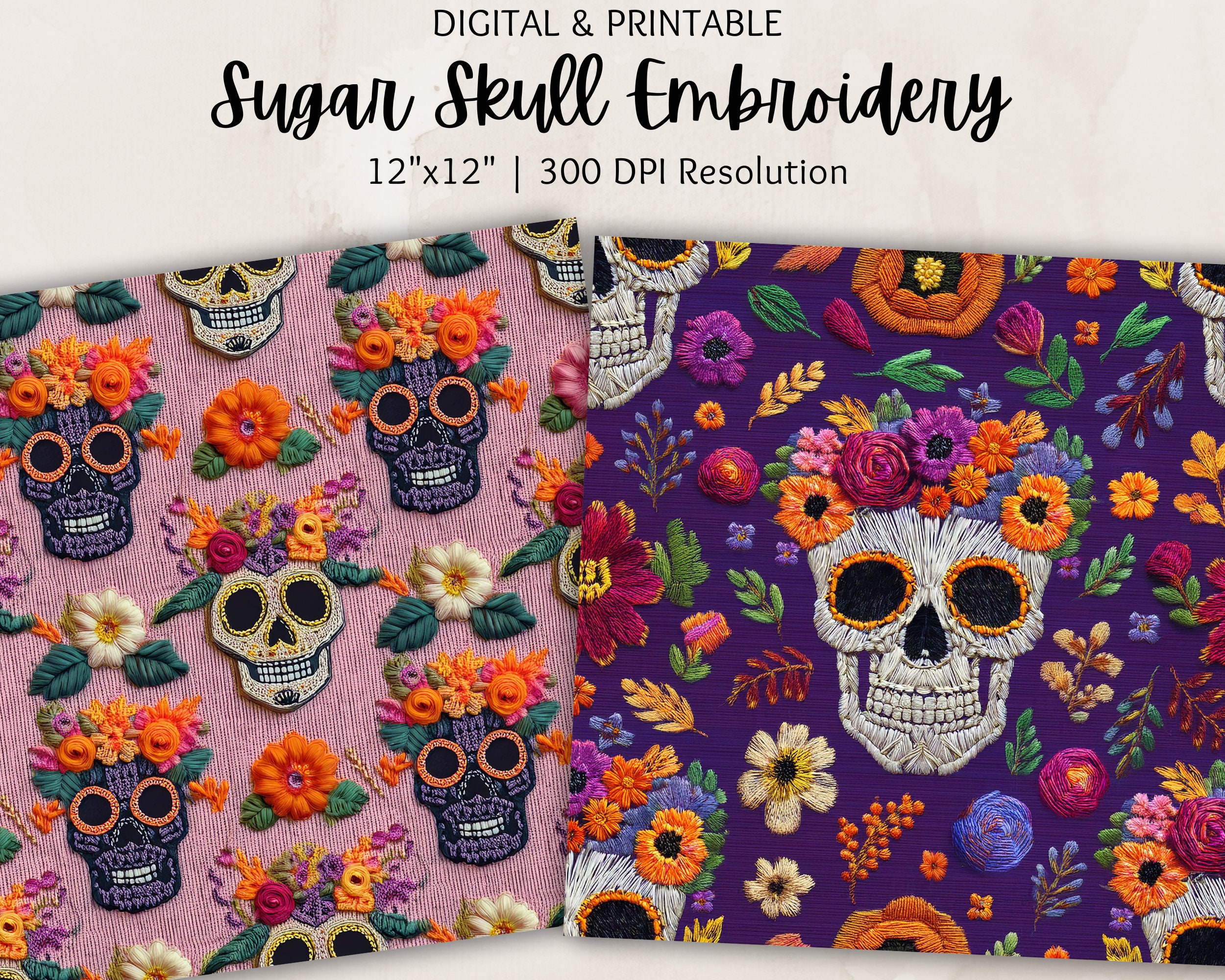 Sugar Skull Embroidery Digital Images| Day of the Dead | Dia De Los ...