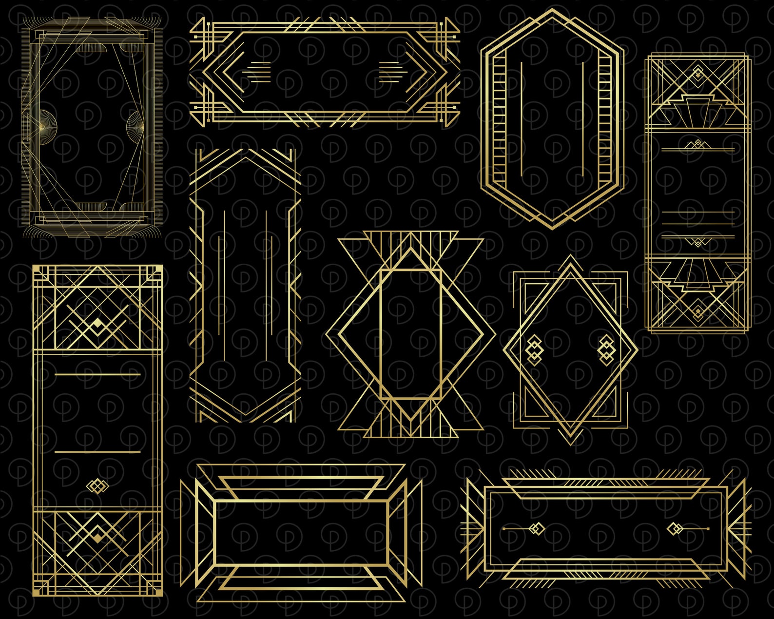 Gold Art Deco Frames Clipart Transparent PNG Vintage Retro Frame PNG ...