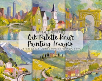 Oil Palette Knife Painting Digital Images | Oil Painting Print | Paper Art | Digital Downloads | Commercial Use | Oil Painting Printable Art