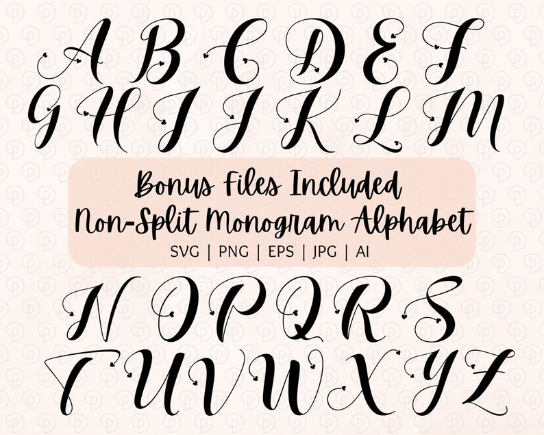 Split Script Letters Split Monogram Alphabet SVG PNG | Valentine's Day Split Monogram Frame ...