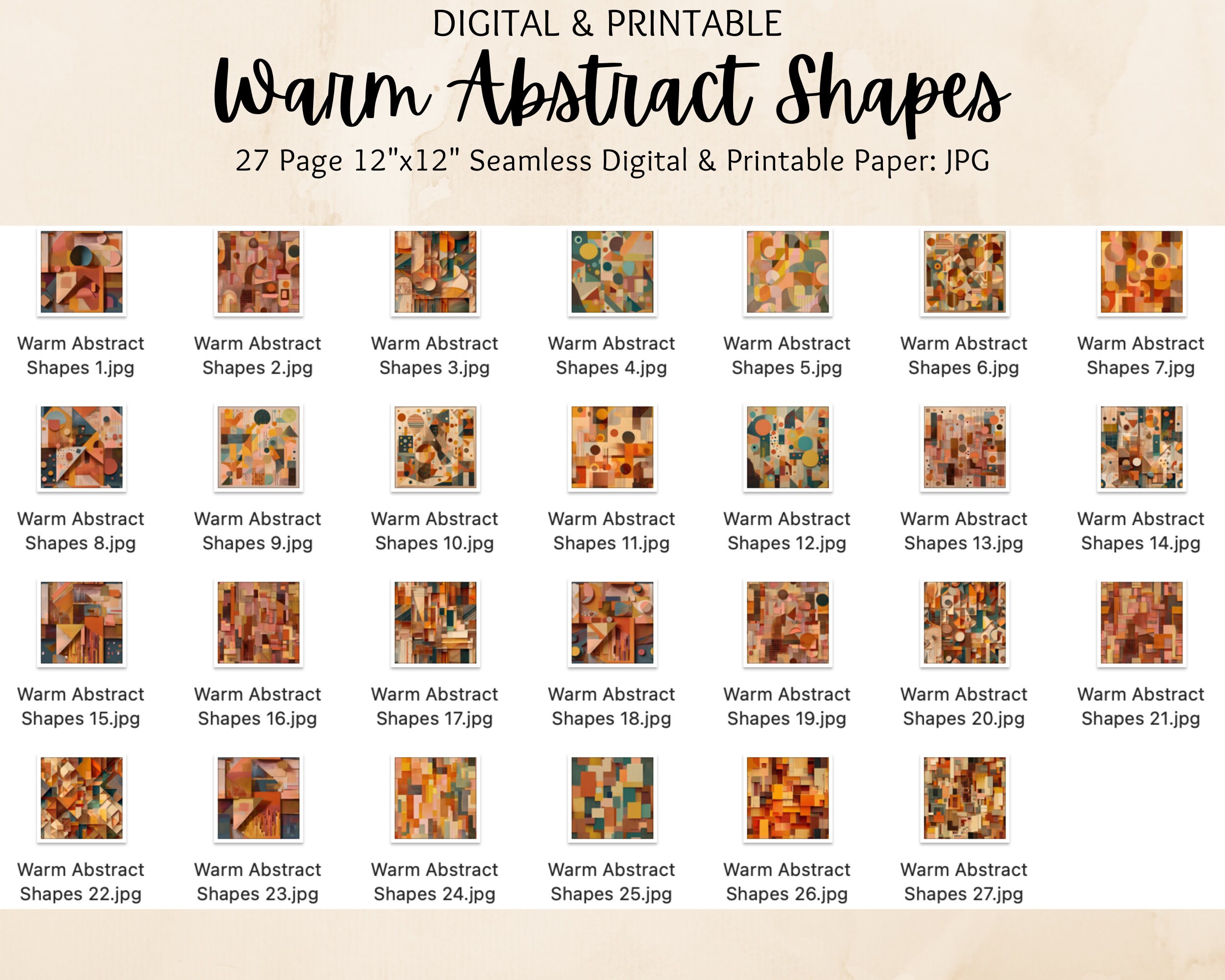 Warm Abstract Shapes Seamless Patterns | Abstract Patterns | Digital ...