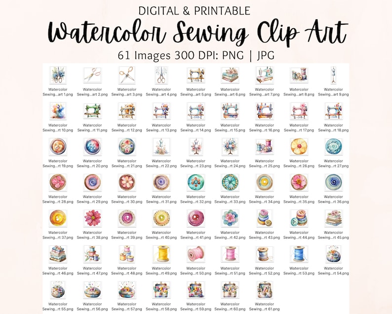 Watercolor Sewing Clipart | Sewing Machines Clipart | Instant Download ...