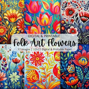 Fiori di arte popolare / Arte popolare scandinava / Fiori di arte popolare messicana / Uso commerciale / Scrapbooking / Fiori scandinavi / Fiori messicani