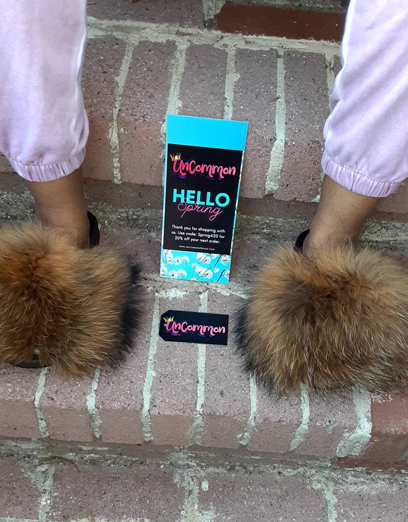 Raccoon Full fur Slides