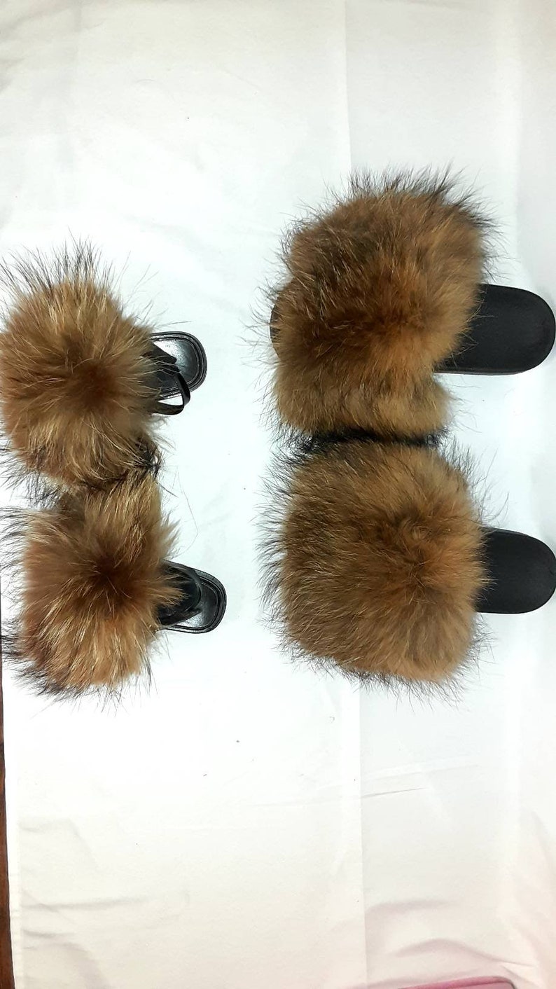 Raccoon Full fur Slides