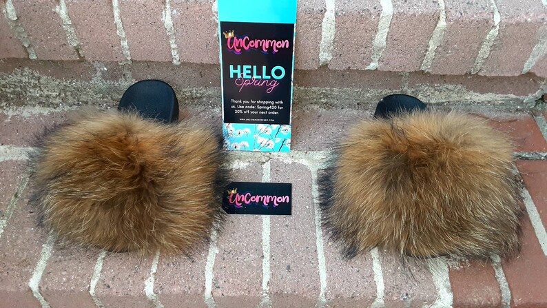Raccoon Full fur Slides