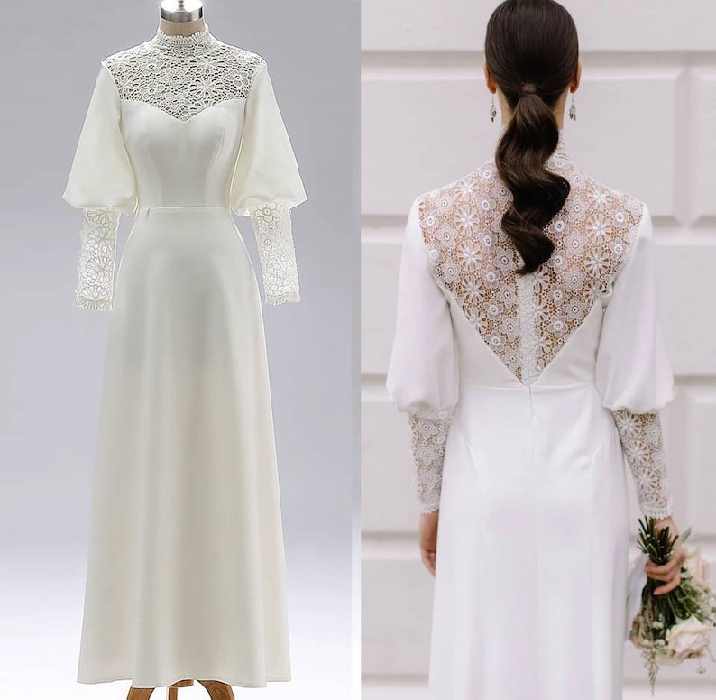 1940s Style Wedding Dresses | Classic Wedding Dresses     Wedding dress Claire Victorian Victorian dress vittoriani Robe victorienne Viktorianisches Vintage Dress French wedding gown  AT vintagedancer.com