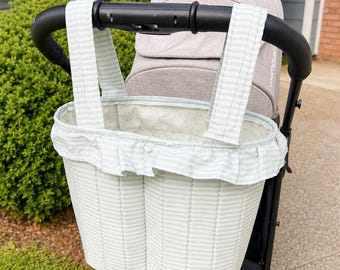Quilted Stroller Bag with Drawstring Closure | Sage Green