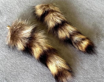 Raccoon Tail, Real American Raccoon Tail, Fur Keyring, Natural Animal Tail, Soft Fur Keychain, Raccoon Fur Tail, Keychain With Clip, Bag Key