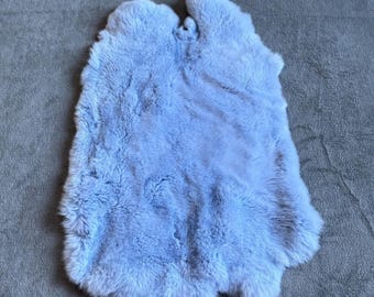 Ice Blue Rex Rabbit Fur Pelt, Soft Real Rex Rabbit Hide, Craft Supply Luxury Rabbit Skin Pelt, DIY Sewing Material, Natural Fur, Fur Fabric