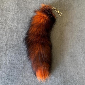 Orange Fox Tail, Fur Keychain, Foxtail Keyring, Cosplay Costume Tail, Therian Cosplay Tail, Fluffy Fox Tail, Accessory Fox Fur Tail