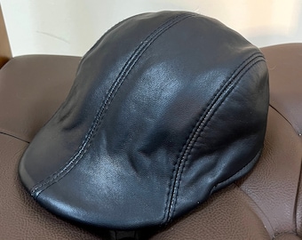 Ivy Cap, Leather Ivy Driver Cap, Black Ivy Cap , Brown Ivy Cap , Genuine Leather Hat, Flat Cap , Real Leather Ivy Cap