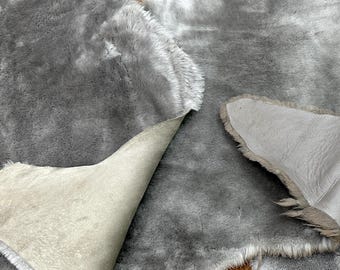 Silver Gray Sheepskin, Super Soft Sheepskin, Fur Fabric, Throw Sheepskin, Sheepskin Rug, Merino Sheep Hide, Suede Sheep Pelt, Real Leather