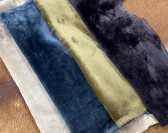 4Pcs Merino Sheep Furs, High Quality Sheep Fur, Decorative Fur for Throwing,  Blue Sheepskin, Burgundy Fur, Yellow Sheep Hide, Camel Leather