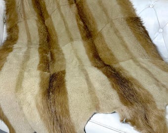 Genuine Mink Fur Throw, Natural Undyed Mink Hide, Sheared Mink Fur, Long Hair Edges, Luxury Real Fur Home Decor, Throw Decorative Fur