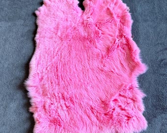 Candy Pink Rabbit Fur, Real Rex Rabbit Hide, Rare Fur Color, Genuine Fur Fabric, Throw Rabbit Hide, Soft Fur, Fluffy Fur, Fur for Crafts