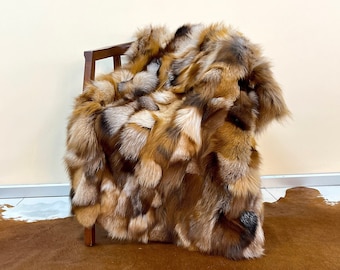 Real Fox Throw , Genuine Fox Throw , Red Fox Pelt , Red Fox Rug , Fox Fur Area Rug , Natural Red Fox Plate , Fox Fur Blanket ,Fox Fur Carpet